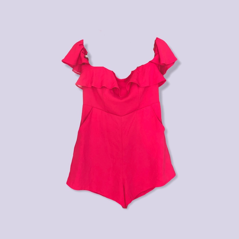 Hot pink shorts romper!